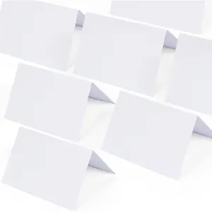 50 Pcs White Blank Tent Place Cards for Table Setting Weddings Name Tents Placecards 3.7" x 2.48" Folded