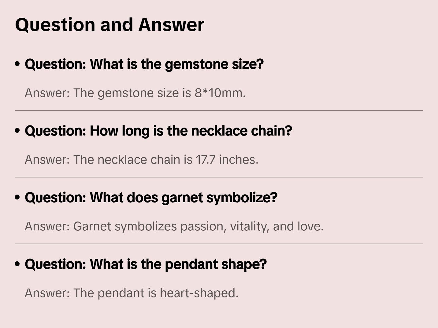 Garnet Heart Pendant Necklace