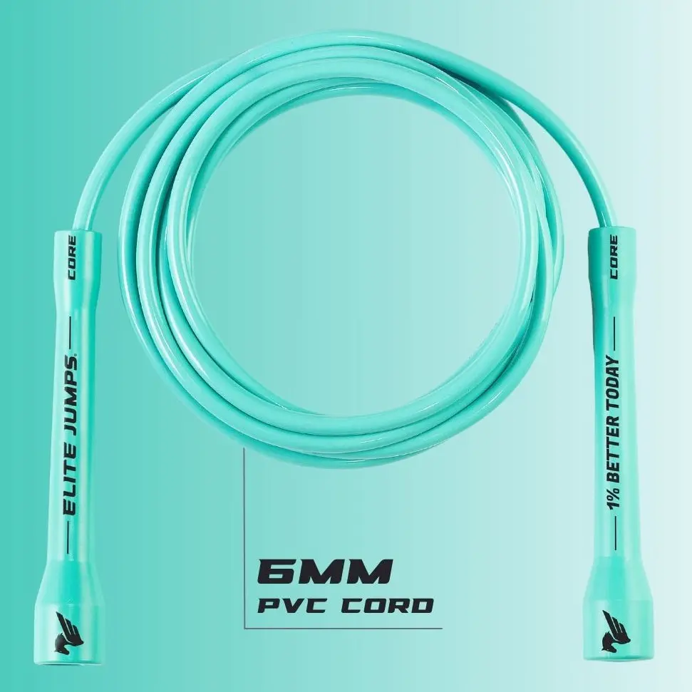 Adjustable Compact Jump Rope for Fitness - 6mm PVC Cord, 5" Core Handles, 10 ft Long, Home Workout Exercise Training Equipment for HIIT Training