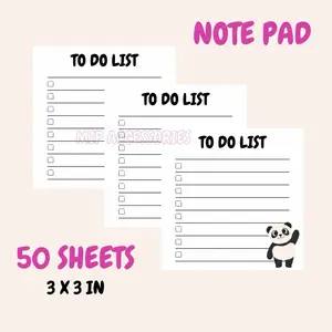 Panda Notepad To do List 50 sheets 3x3 inches size - Buy 2 Get Panda Pen