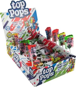 Top Pops Assorted Taffy Pops - Case of 48 Candy Snack Fruit Flavored Watermelon