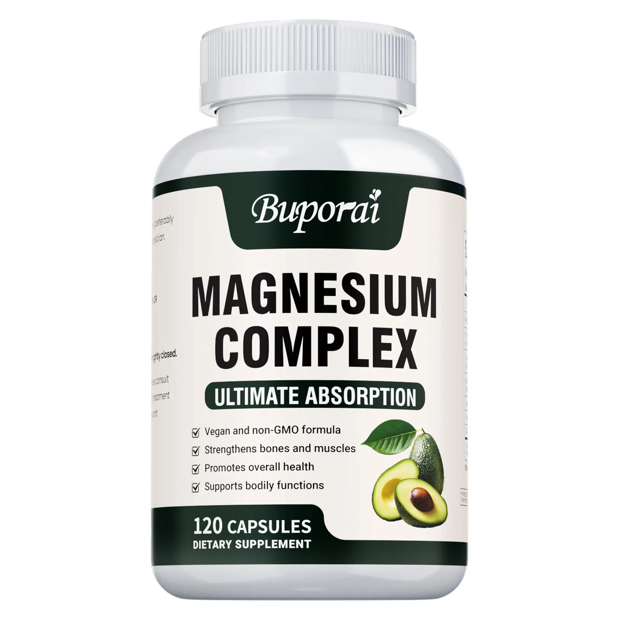 Buporai Magnesium Glycinate Complex - 7 in 1 Formula with D3 K2 Zinc - for Sleep Calm and Muscle Support - 120 Capsules