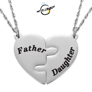 Father&Daughter Necklace, New Trendy & Stylish Puzzle Heart Necklace, Parent-Child Necklace – An Ideal Choice for Mother's Day Gifts, Father's Day Gifts, Birthday Gifts and Graduation Season Gifts