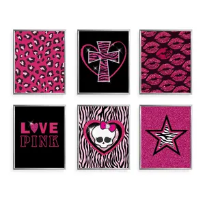 6 packs TwoDays Mcbling Room Decor Aesthetic, Trashy Y2k Posters for Girls bedroom, 2000s Hot Pink Wall Art, Emo Baddie Prints for women Apartment.(8" X 10", Set Of 6, UNFRAMED) Ornaments Decoration