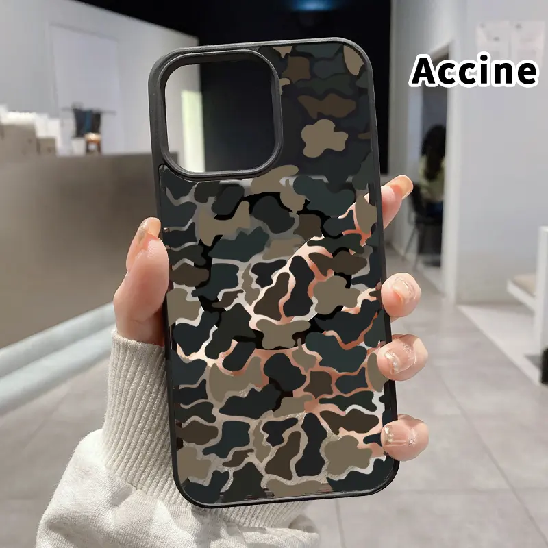 Magnetic Phone Case for iPhone 17 Pro Max 16 Plus 15 14 13 12 11 Air E Camouflage Harmony Pattern Transparent Acrylic Back TPU Edges Drop-Proof Lightweight Cover for Boy