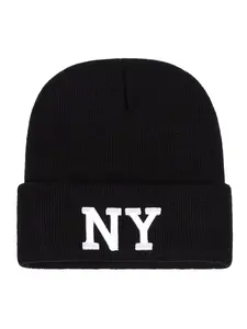2026 New Fashionable Creative Bean Hat NY Personalized Embroidered Boundless Hat Autumn/Winter Outdoor Windproof Warm Hat Daily Life Commuting Decorative Hat Street Hip Hop Skateboarding Hat Male Female Casual Knitted Hat