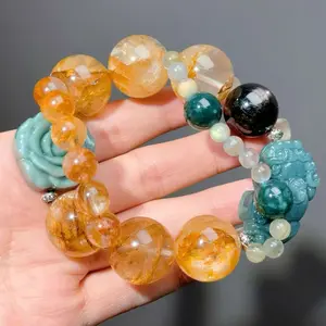 031 Hematoid Q Jadeite Hypersthene Bracelet 2025 High Quality Energy Fashion Jewelry Feng Shui Magnetic Beads Bracelet Gift