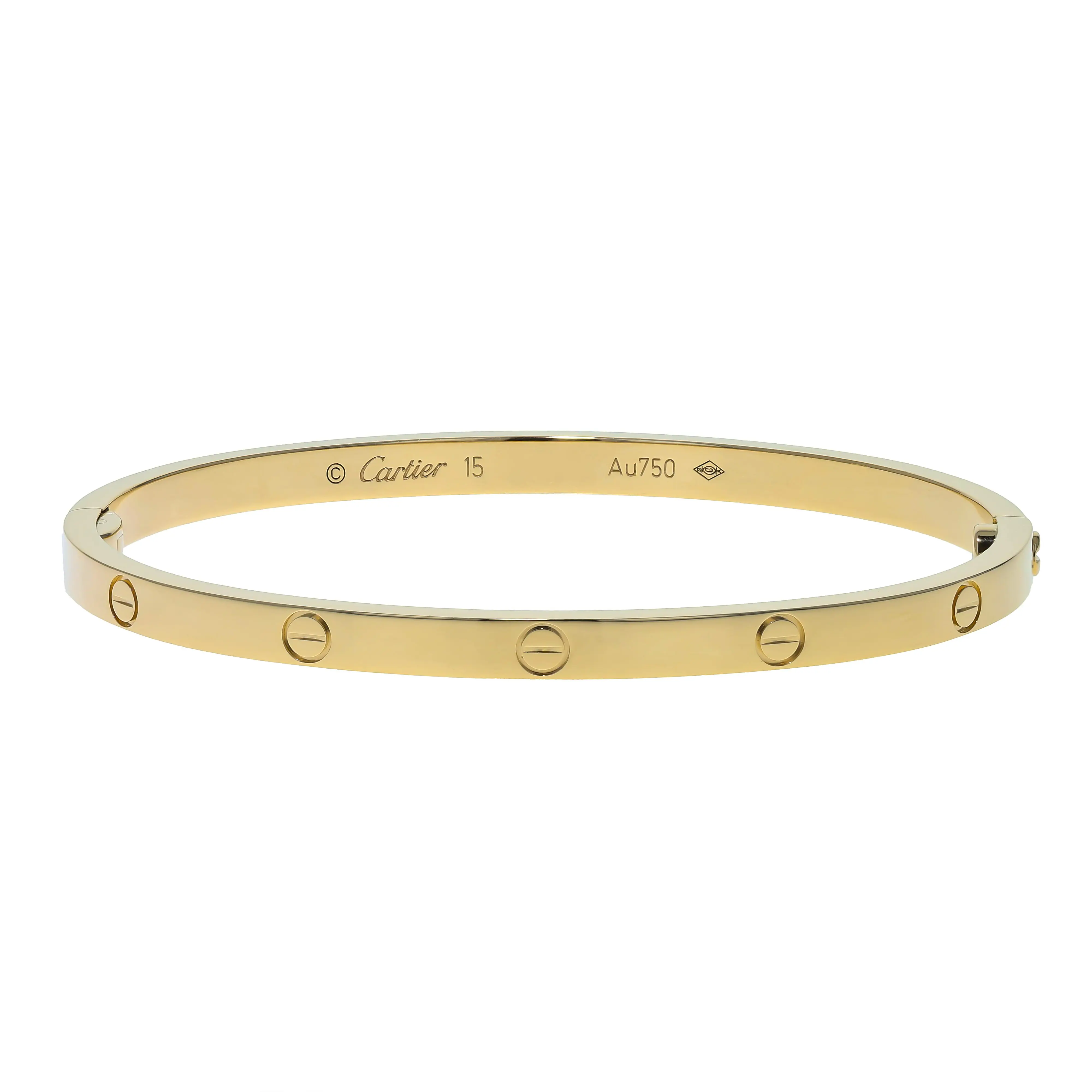 Pre-owned Cartier Love Small Model Bangle Bracelet Size 15