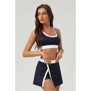 Color-Block Active Set: Top + Skirt in Navy