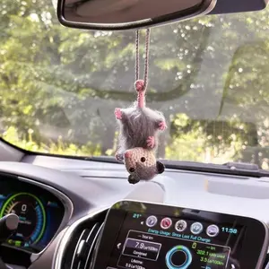 Possum RearView Mirror Accessory Crochet Opossum Car Charm, Car Mirror Hanging Accessory Car Decoration, Car Ornament, Crochet Car AccessoryGift