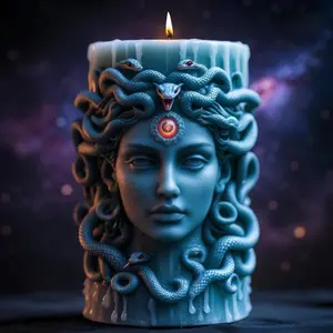 Mythology Theme Medusa Candle Silicone Mold, 3D Hair Snake Relief Silicone Mold, Eco-Friendly Handmade Wax Candle Mould, Handcrafted Decorative Art