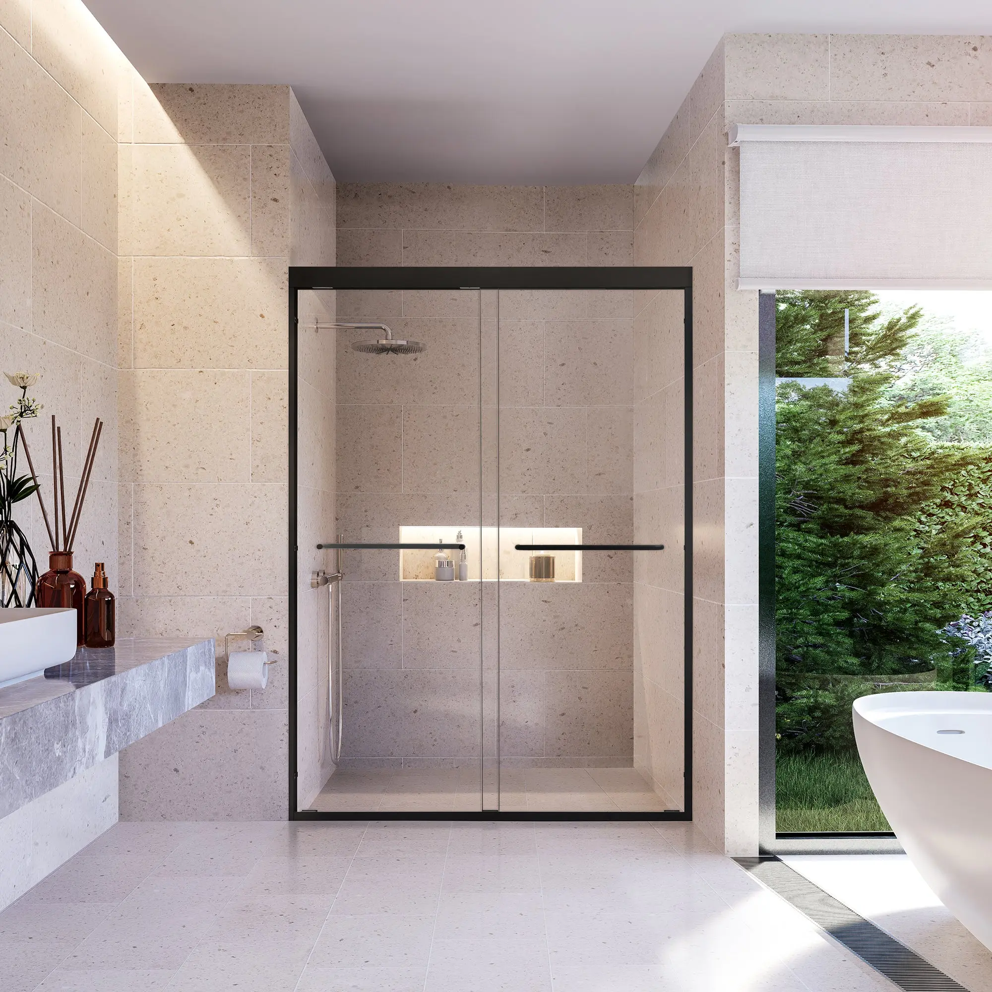 Ennis By Pass Framed Shower Door with Clear Glass