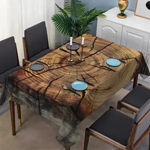 1pc Realistic Wooden Retro Texture Pattern Printed Square Tablecloth Washable Square Table Cover Suitable for Kitchen Banquet Picnic Birthday Party Home Decoration