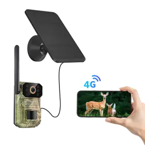 4G LTE Cellular Trail Camera with Solar Panel, 1080p Hunting & Outdoor Security, Two-Way Talk, Night Vision, Long-Range Motion Detection, IP65, Built-in SIM & Unlimited Plan, No WiFi Needed