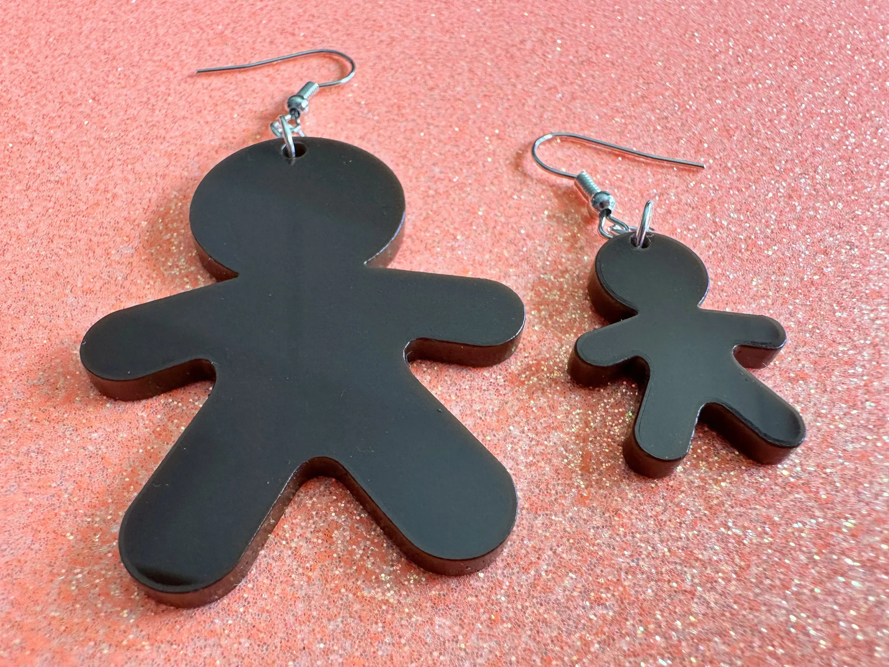 Gingerbread Christmas Earrings: Dark Brown Laser Cut Acrylic, Gingerbread Man, Baking, Cookies, Dessert, Gifts for Her/Him/Them