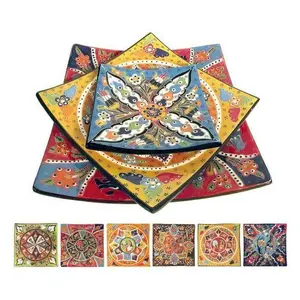 Relief Design Ceramic Plate - 18 cm Square
