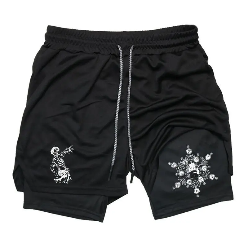Demon Slayer Muichiro Tokito Breath of Mist Symbol 2 in 1 Shorts Sweat Shorts for Men Drawstring Waist Streetwear Style Summer Outfits Men Shorts Gifts for Him