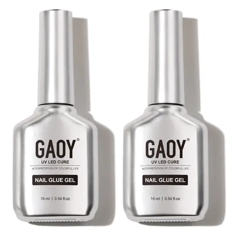 GAOY 2Pcs 16ml Gel Nail Glue for Acrylic Nails Tips, 2 in 1 Nail Glue and Base Gel，Clear Glue Gel for Sheer Press ons for Long Lasting UV Light Cure DIY