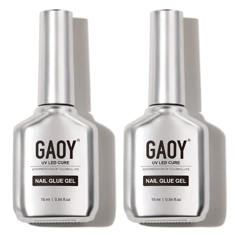 GAOY 2Pcs 16ml Gel Nail Glue for Acrylic Nails Tips, 2 in 1 Nail Glue and Base Gel,Clear Glue Gel for Sheer Press ons for Long Lasting UV Light Cure DIY