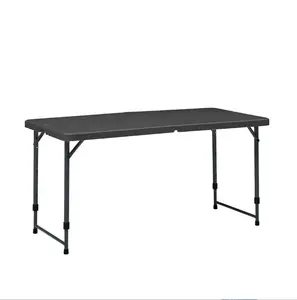 4 Foot Adjustable Height Folding Plastic Table for Easy Storage and Versatile Use
