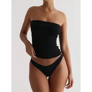 Sexy Strapless Basis Vest Fashion Solid Elastic Slim Fit Tube Top For Women Four Seasons Wear