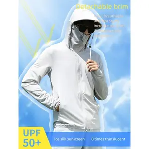 Hooded couple sun protection clothes for men, breathable summer outdoor quick drying skin clothes, UV resistant tops, sun protection clothes for women