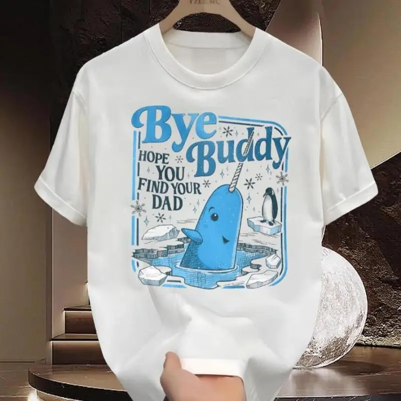 Bye Buddy Hope You Find Your Dad Sweatshirt, Buddy Narwhal Christmas Movie Crewneck, Classic Xmas Whale Festive Gift Tee