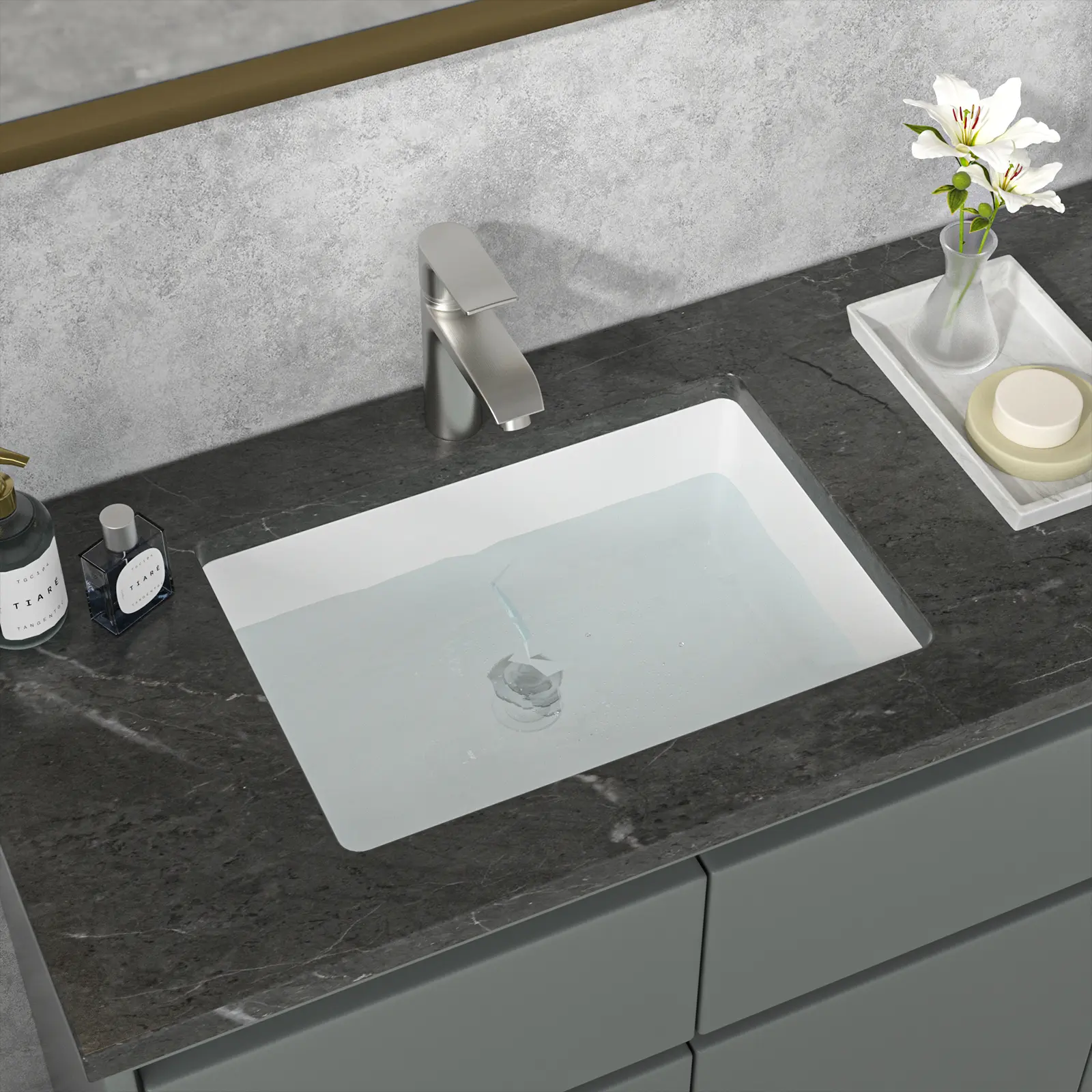 Sarlai Modern Durable Undermount Ceramic Bathroom Sink - 19.5x14in Rectangle Vanity Sink, White Ceramic Basin with Overflow Hole, Heat Resistant, Excellent Drainage