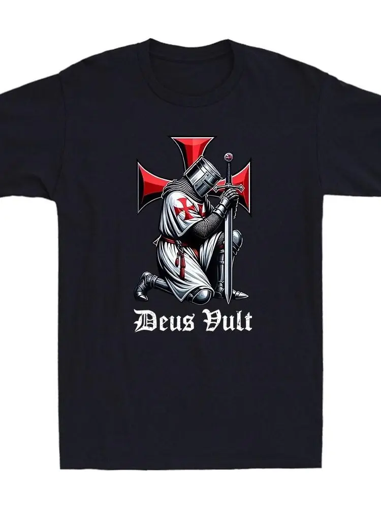 Deus Vult Knight Templar Christian Warrior Crusader Cross Men's T-Shirt Menswear Unisex