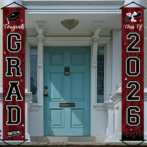 2026 Graduation Banner – Class of 2026 Congratulations Grad Porch Sign, Party Decoration Supplies, Welcome Hanging Door Decor for Indoor/Outdoor Use