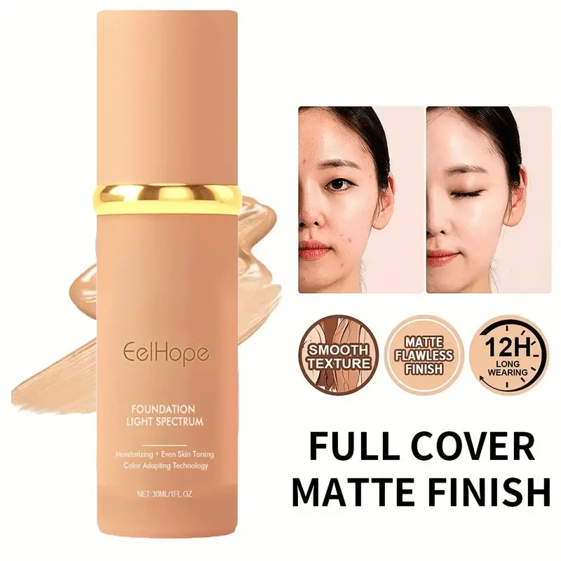 1.01oz Temperature-Changing Liquid Foundation and Concealer - 3-in-1 Formula, containing alpha-hydroxy acids, providing mild to moderate coverage, temperature change activates color change, natural makeup, long-lasting moisturizing
