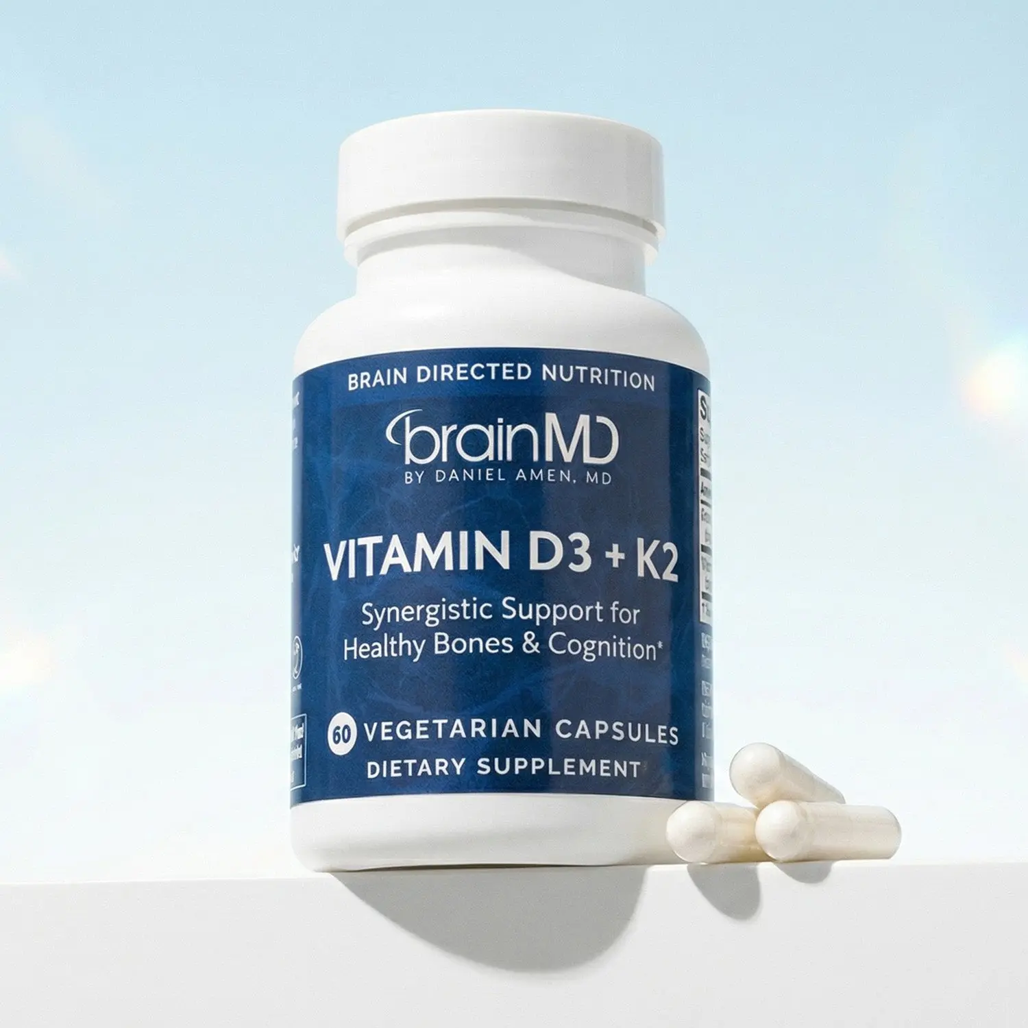 Vitamin D3 + K2 by BrainMD | Bone, Immune & Cognitive Support Supplement