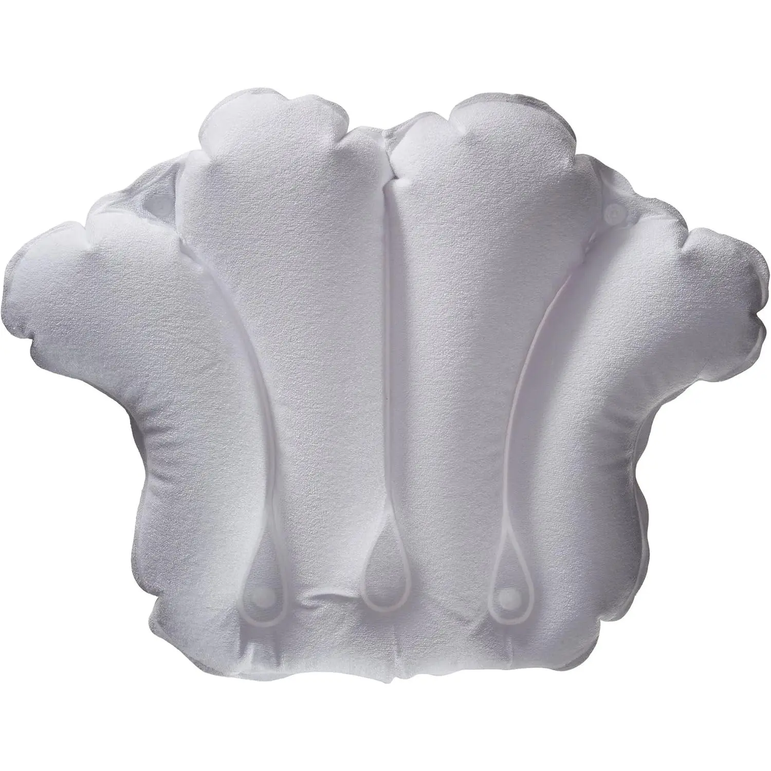 White Terry Cloth Inflatable Bath Pillow | Soft Comfortable Spa Pillow | Non-Slip Bath Tub Pillow for Relaxation