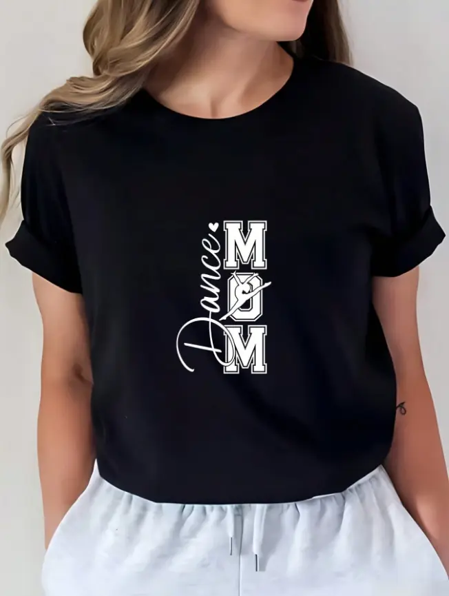 Dance MOM Dancer Silhouette Graphic Womens Tee Dance Competition Watching Daily City Walk Summer Cotton Short Sleeve Heat Transfer Tshirt