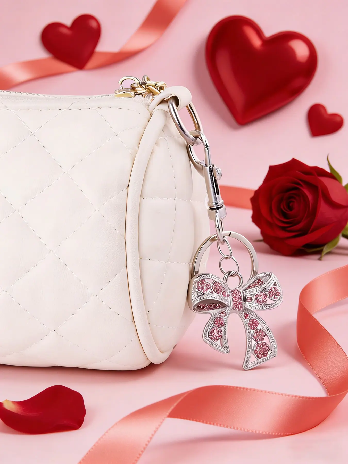Valentine's Day personalized, niche, elegant bow keychain, cute accessories, exquisite gifts for ladies, trendy and versatile bag pendants, keychain pendants are suitable as gifts for girlfriends on Valentine's Day