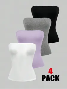 Spring Summer New Women's Fashion Casual Home Wear Loungewear Halter Neck off Shoulder Top Set, Versatile Four-Piece for Daily Use