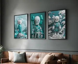 Turquoise KAWS Poster Set Of 3, Printables Minimalist Hypebeast Kaws Figure Poster, Kaws Poster Print, Hypebeast Figure, Graffiti Kaws Decor Wall