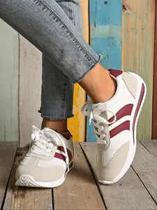Women's Casual Patchwork Sneakers, Sports Shoes, Lightweight Comfortable PU Leather Shoes, Medium Width All-Season Outdoor Party Trainers