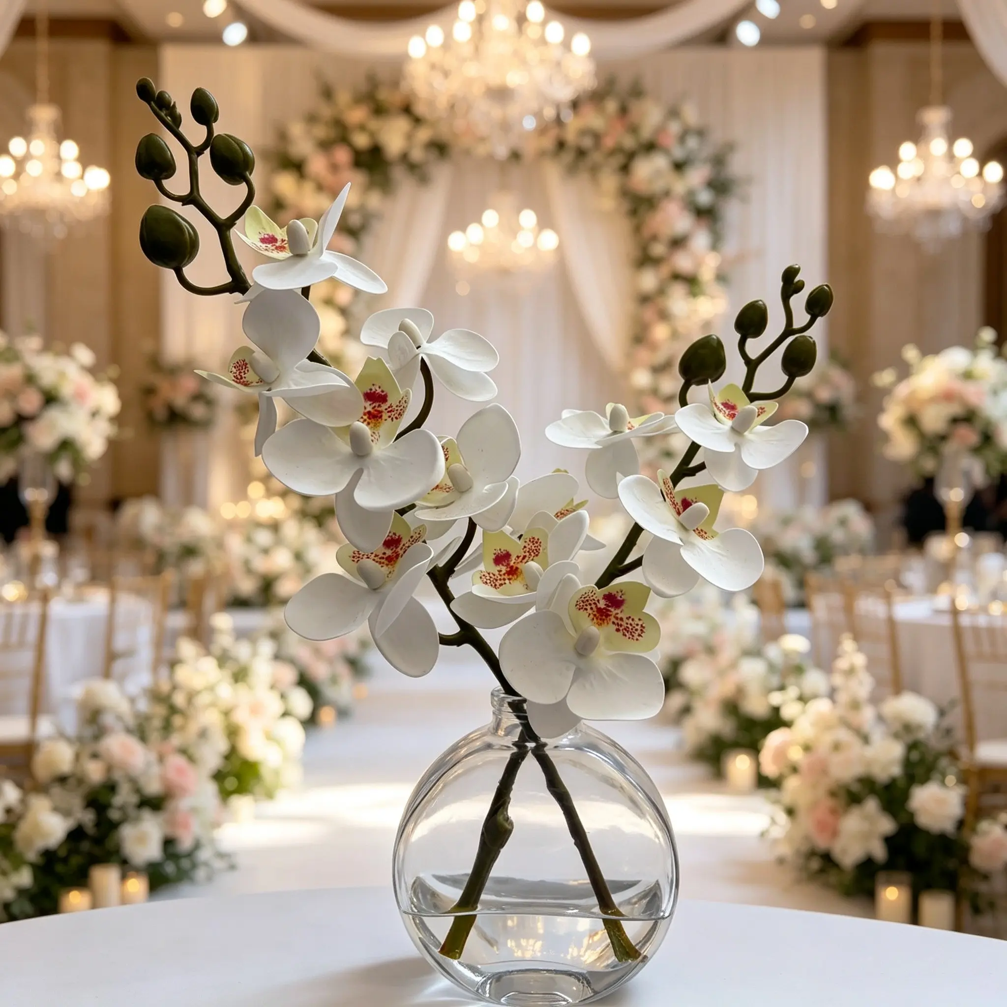 Realistic Artificial Orchid Flower Vase, Elegant Flower Design, Perfect for DIY Decor, Valentine's Day Gift, Birthday Gift, Home Decoration, Wedding Decor, Artificial Flower Decorations
