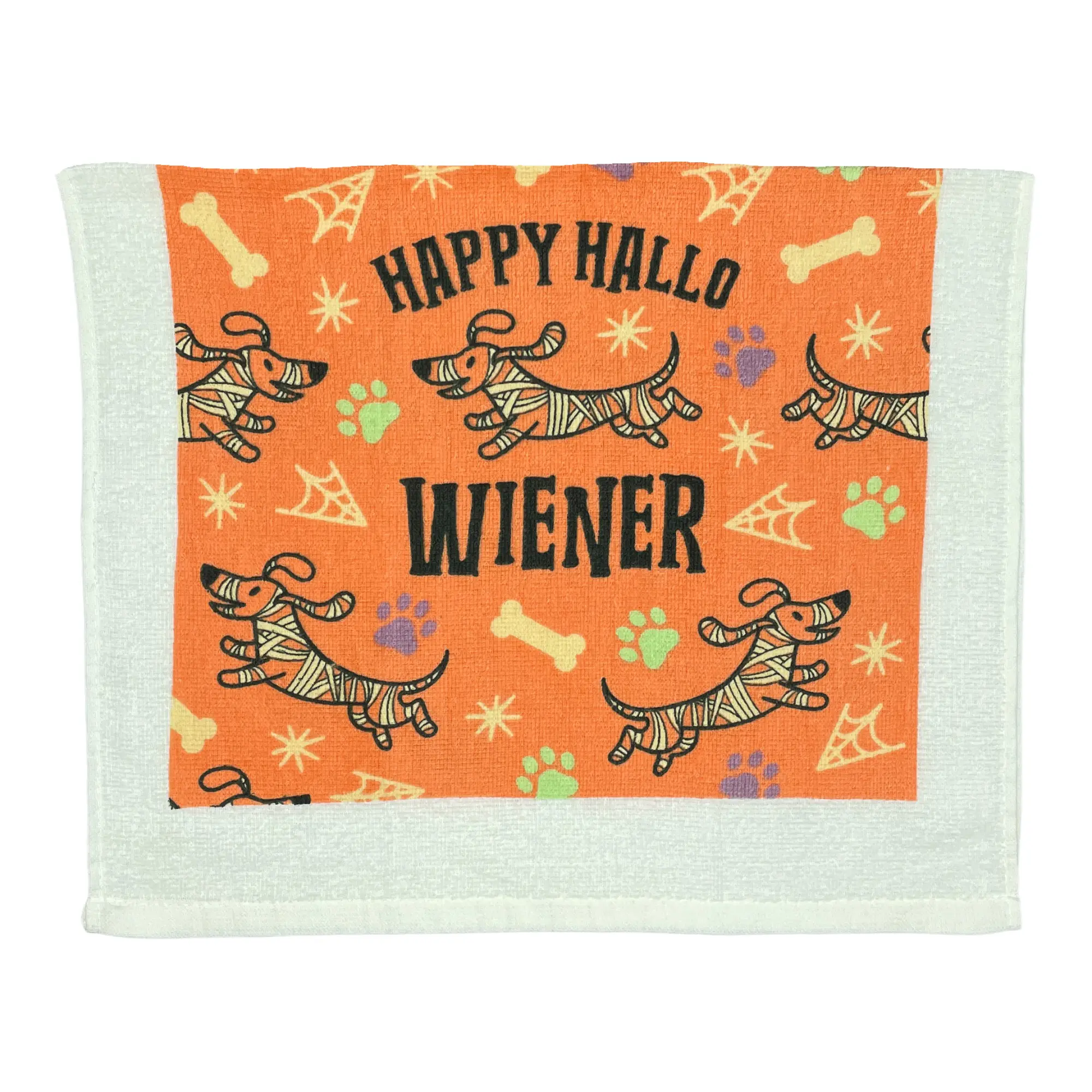Happy Hallo Wiener Funny Spooky Puppy Dog Tea Towel Funny Dish Towels Soft Adsorbent Tea Towel