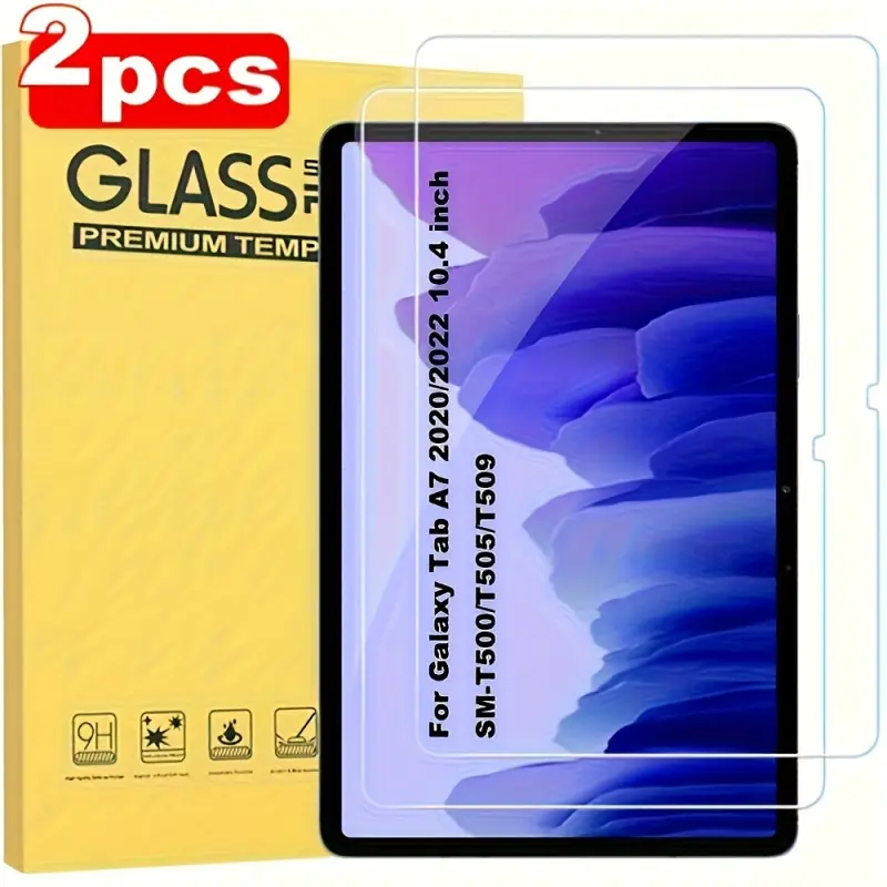 2-piece set suitable for Samsung for Galaxy Tab A7 10.4-inch A7 Lite 8.7-inch tablet Protective Screen protector, high-quality tempered glass screen protector, ultra high definition transparent scratch resistant and easy to install