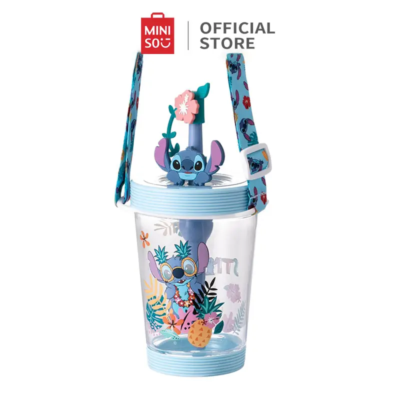 [Back to school] Disney Lilo and Stitch Series Straw Cup Stitch 18oz, Cups with straws and braces,Detachable Portable Drinking Bottle, for Cold Drinks