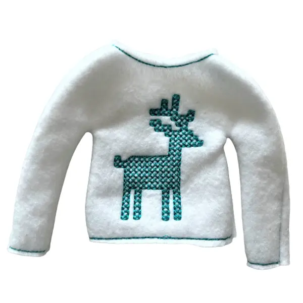 Cross-stitch Deer Elf Sweater, Elf Costume, Elf Prop
