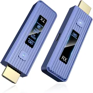 -Gen  Transmitter and Receiver, 360FT/110M , LED Display, 4K Decode & 1080P Output, Zero Latency, Plug & Play, 5.8+2.4G for Video and Audio to  from Laptop/TV Box