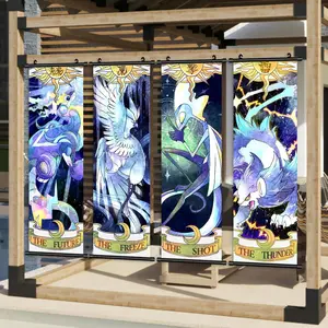 Anime Pattern Unframed Hanging Scrolls Painting, 4 Counts/set Art Deco Canvas Poster, Wall Art Home Living Room Decoration, Ideal Gift for Friends, Ornaments, Modern Home Decoration