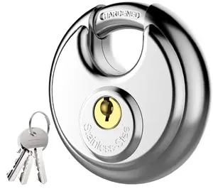 Puroma Keyed Padlock, Stainless Steel Discus Locker Lock Heavy Duty Locks with 3 Keys, Waterproof Outdoors Gate Storage Unit Lock with 3/8 Inch Shackle for Warehouse, Gym Storage Locker (1 Pack)