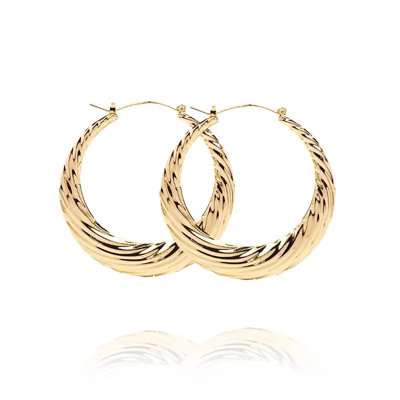 Large Bamboo Hoop Earrings for Women, 60mm Gold-Filled Chunky Statement Jewelry, Tarnish-Resistant, Costume, Chunky Jewelry, Gold Statement Earrings, Durable, Adults, Fade-Resistant, Large Metallic Earrings