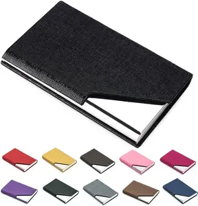 Pocket Business Card Case Steel Leather Credit ID Card Holder Wallet For Women Men Gift