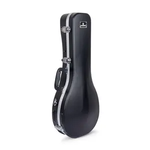 Crossrock ABS Molded Case for A-Style Mandolin with Removable Shoulder Straps-Black