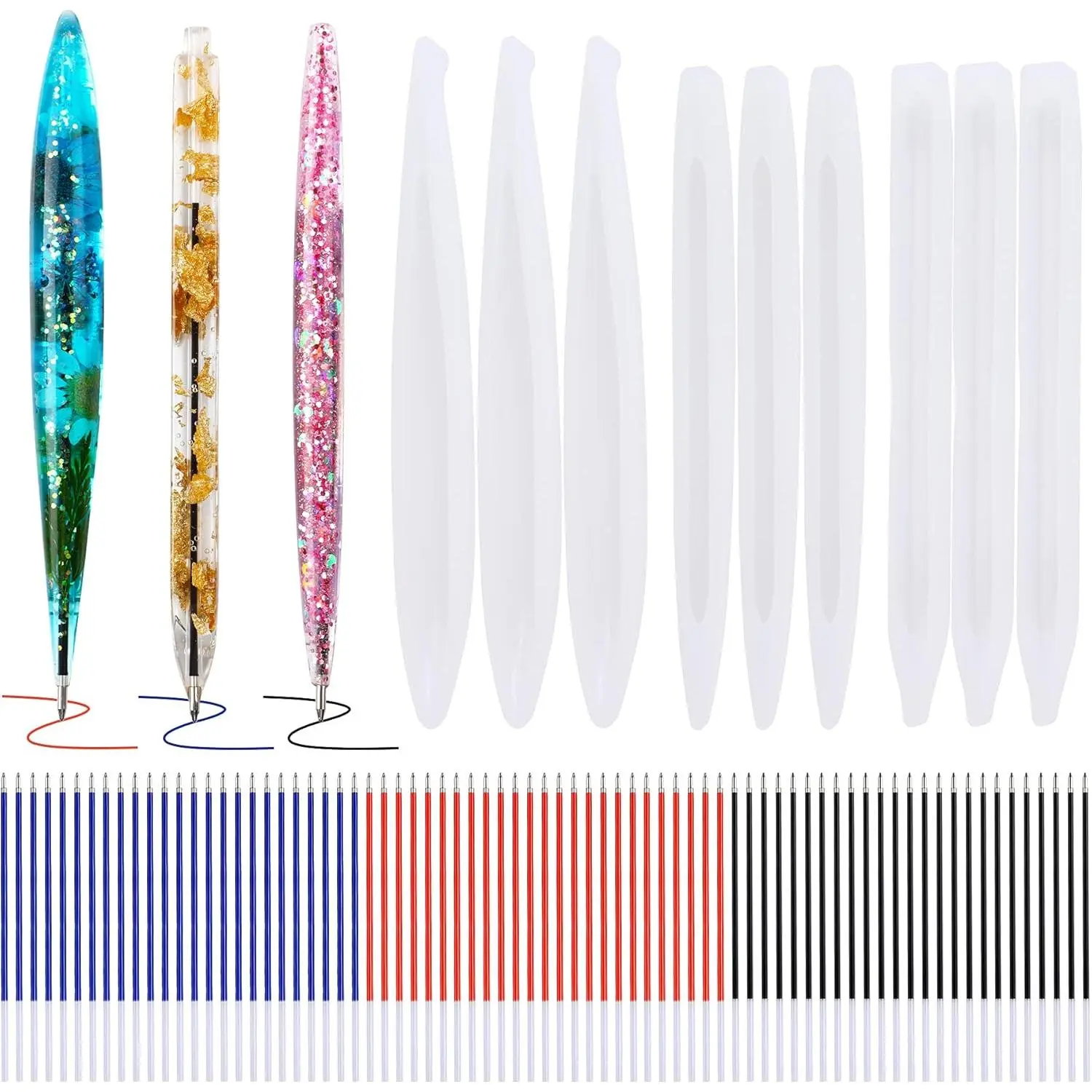 9 count Pen  Mold, Epoxy  Molds with 75 count Ink Pen Refills,Ballpoint Pen  Molds  Casting Molds for DIY  Crafts Making